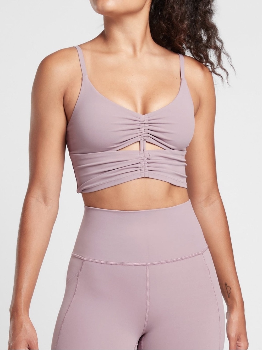 Athleta Cinch Longline Bra A-C Cups Soft Rose Tone Medium